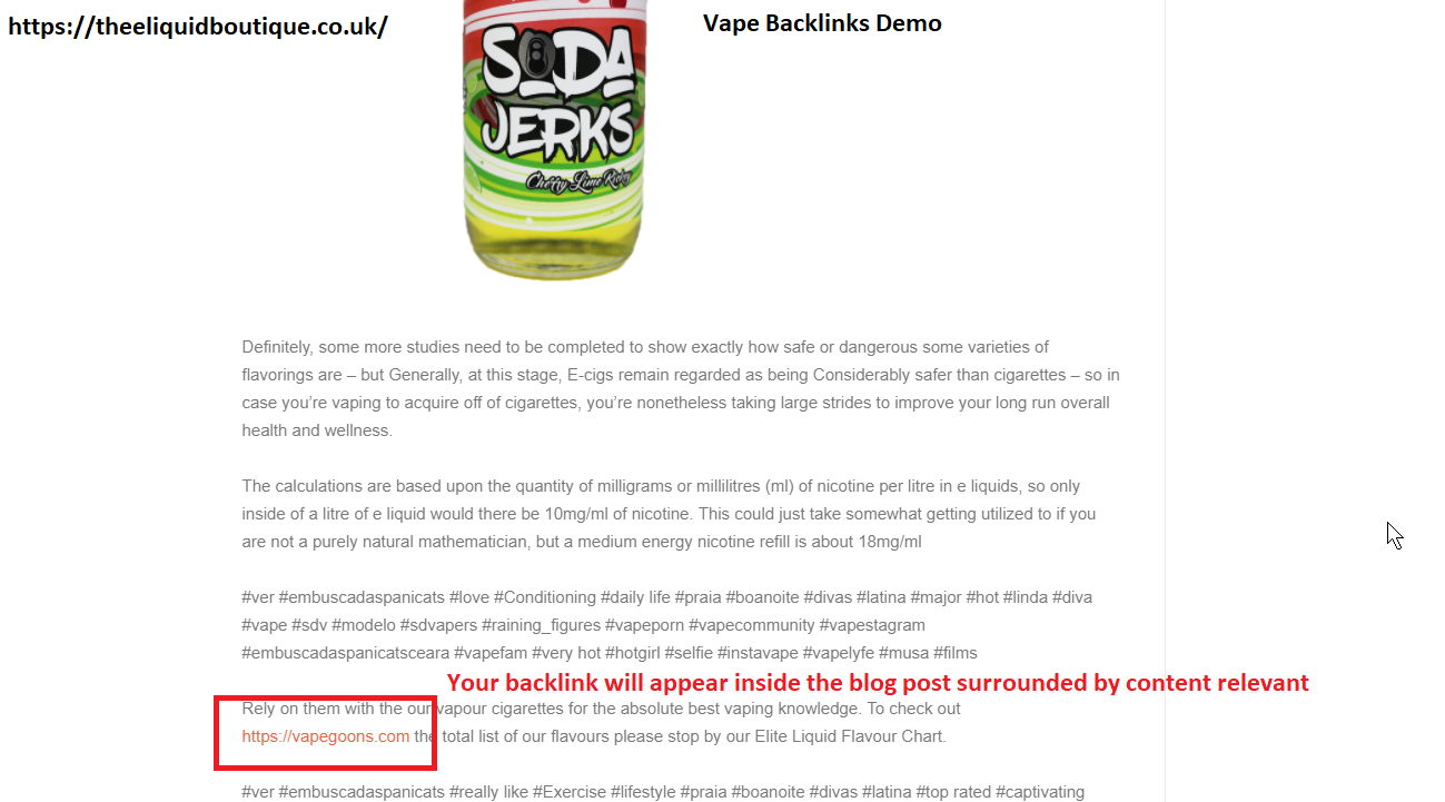 High Competition Vape Backlinks Package